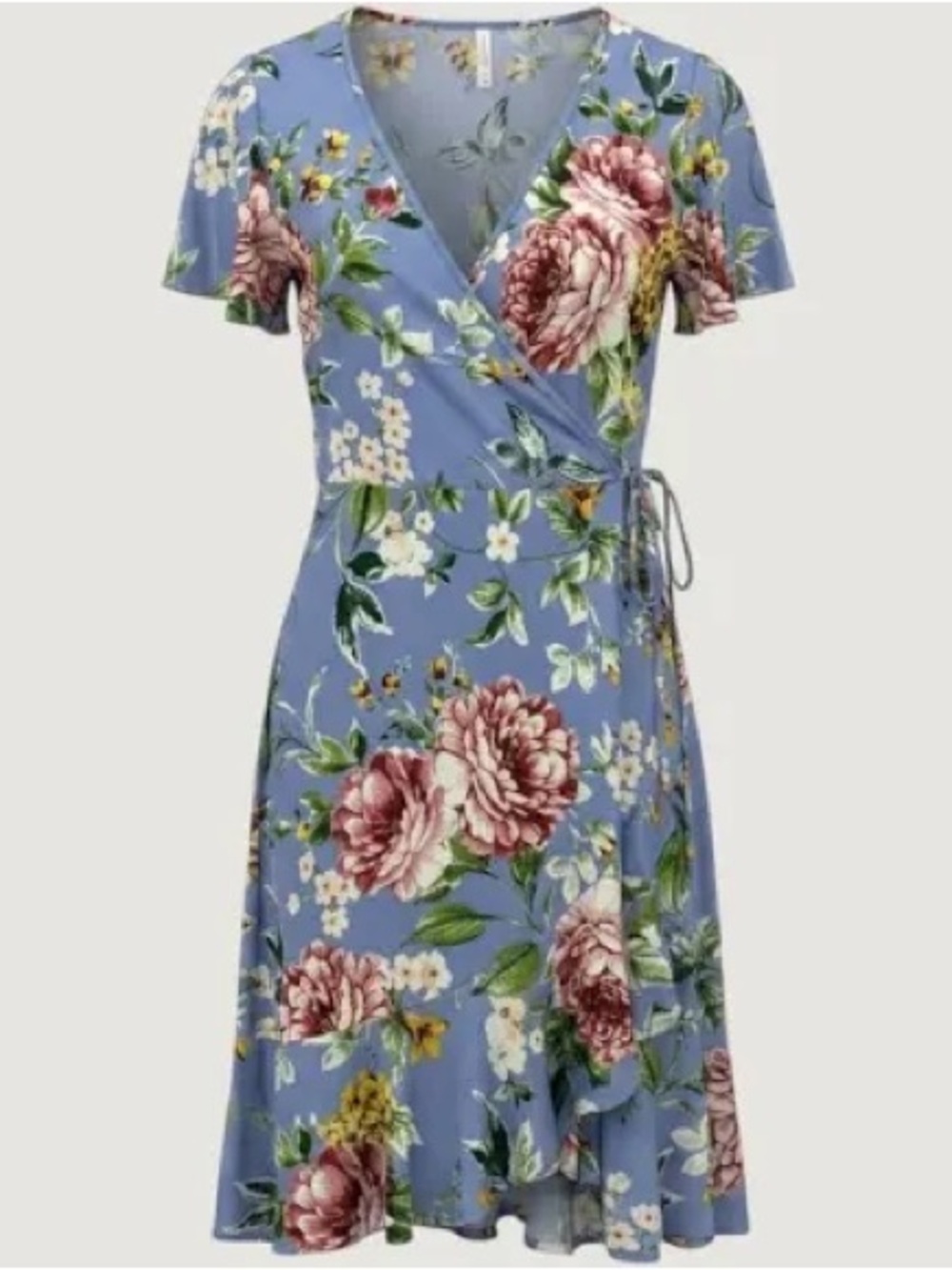 Xhilaration Blue Floral Wrap Dress